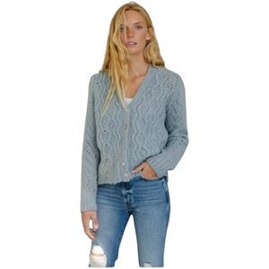 Elegant Light Blue Knit Cardigan